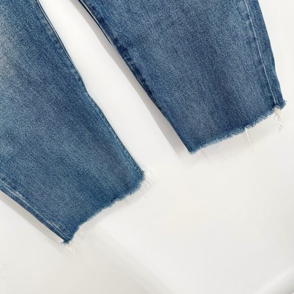 Levi's Wedgie Straight Jeans Women's Size 29 Cotton Button Fly Crop Blue Raw Hem - Picture 3 of 11